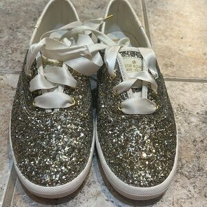 Keds x Kate spade Champion Platinum Gold Glitter Celebration Lace Up NEW 6.5